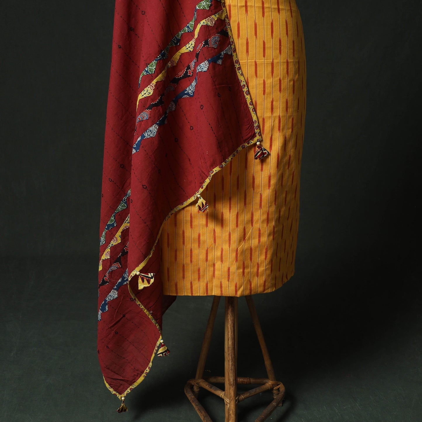 Pochampally Ikat Weave Cotton 2pc Unstitched Dress Material Kurta Set 17
