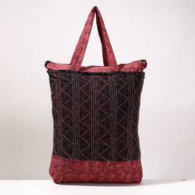  Kantha Work Block Print Cotton Shopping Bag 