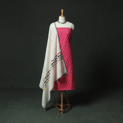 Pochampally Ikat Weave Cotton 2pc Unstitched Dress Material Kurta Set 18
