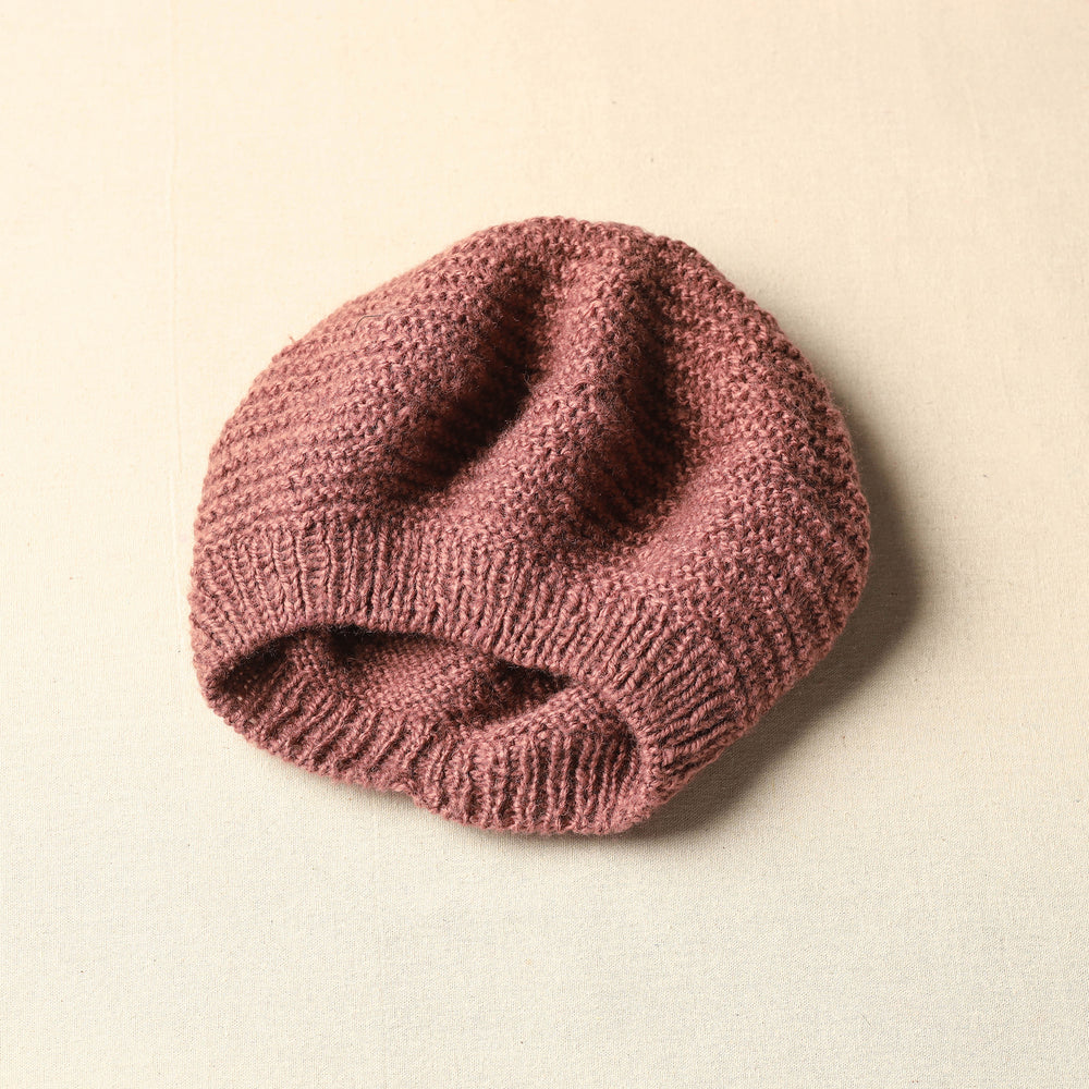 Purple - Kumaun Hand Knitted Woolen Beret Cap 57