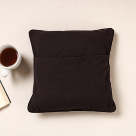  Black Kala Raksha Rabari Applique Hand Embroidery Cotton Cushion Cover