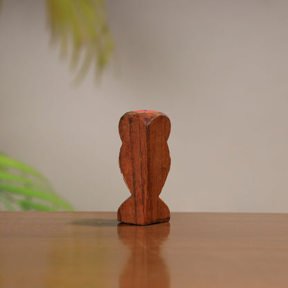 Owl - Traditional Burdwan Wood Craft Handpainted Sculpture (Tiny, Set of 2) 41