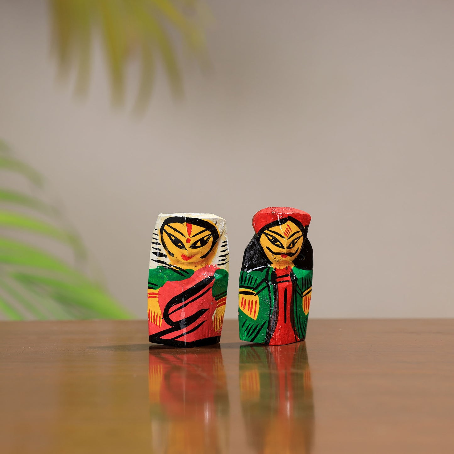 King & Queen - Traditional Burdwan Wood Craft Handpainted Sculpture (Tiny,Set of 2) 42