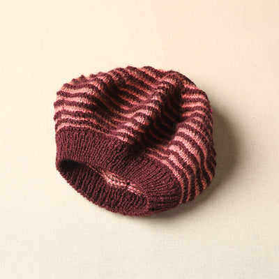 Multicolor - Kumaun Hand Knitted Woolen Beret Cap 58