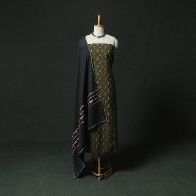 Pochampally Ikat Weave Cotton 2pc Unstitched Dress Material Kurta Set 19