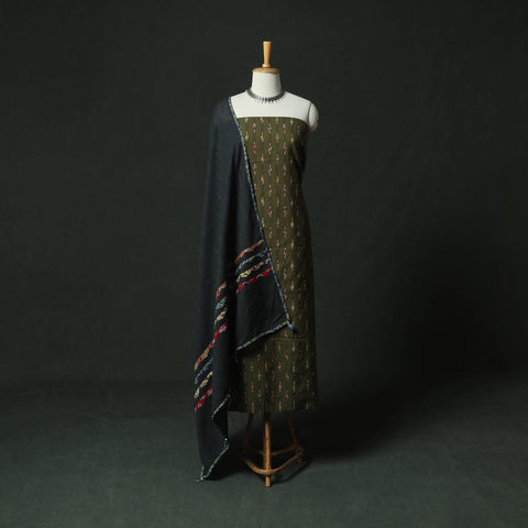 Pochampally Ikat Weave Cotton 2pc Unstitched Dress Material Kurta Set 19