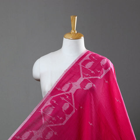 Pink - Pure Handloom Cotton Bengal Jamdani Fabric 11