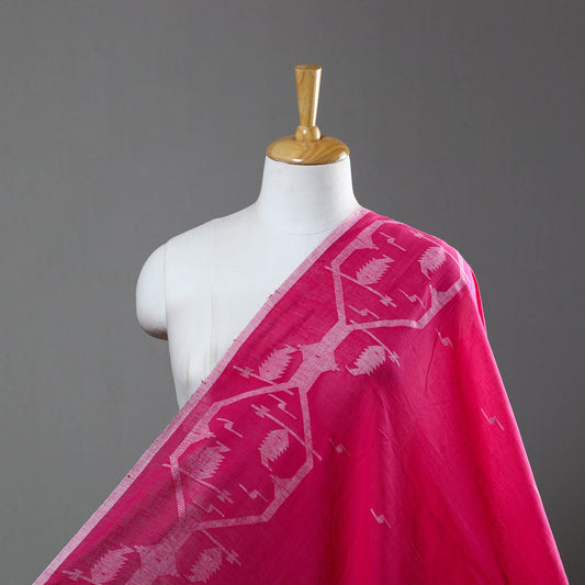 Pink - Pure Handloom Cotton Bengal Jamdani Fabric 11