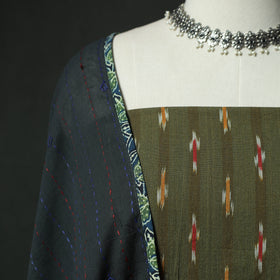 Pochampally Ikat Weave Cotton 2pc Unstitched Dress Material Kurta Set 19