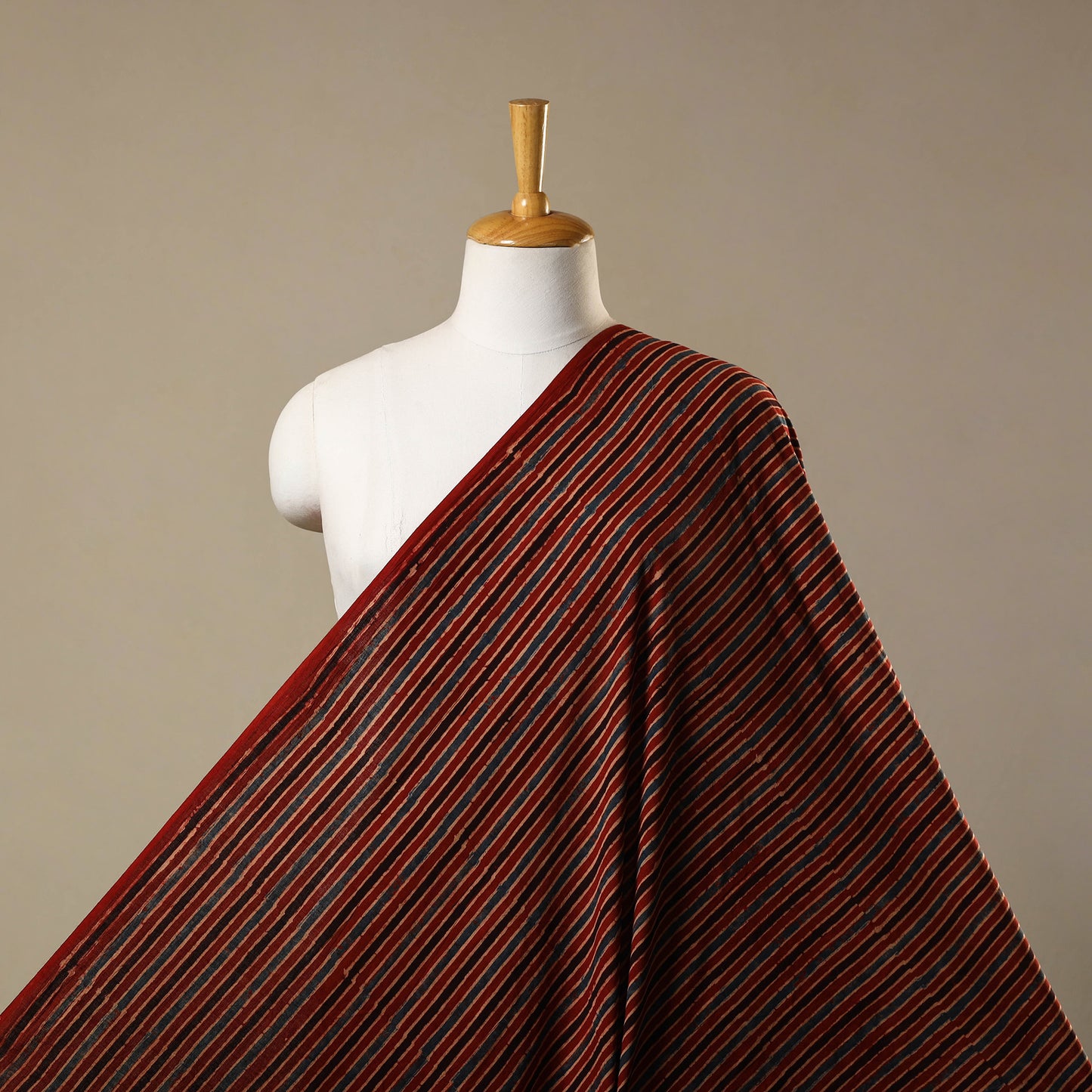 Red Natural Dyed Block Print Cotton Ajrakh Fabric