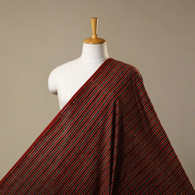 Red Natural Dyed Block Print Cotton Ajrakh Fabric