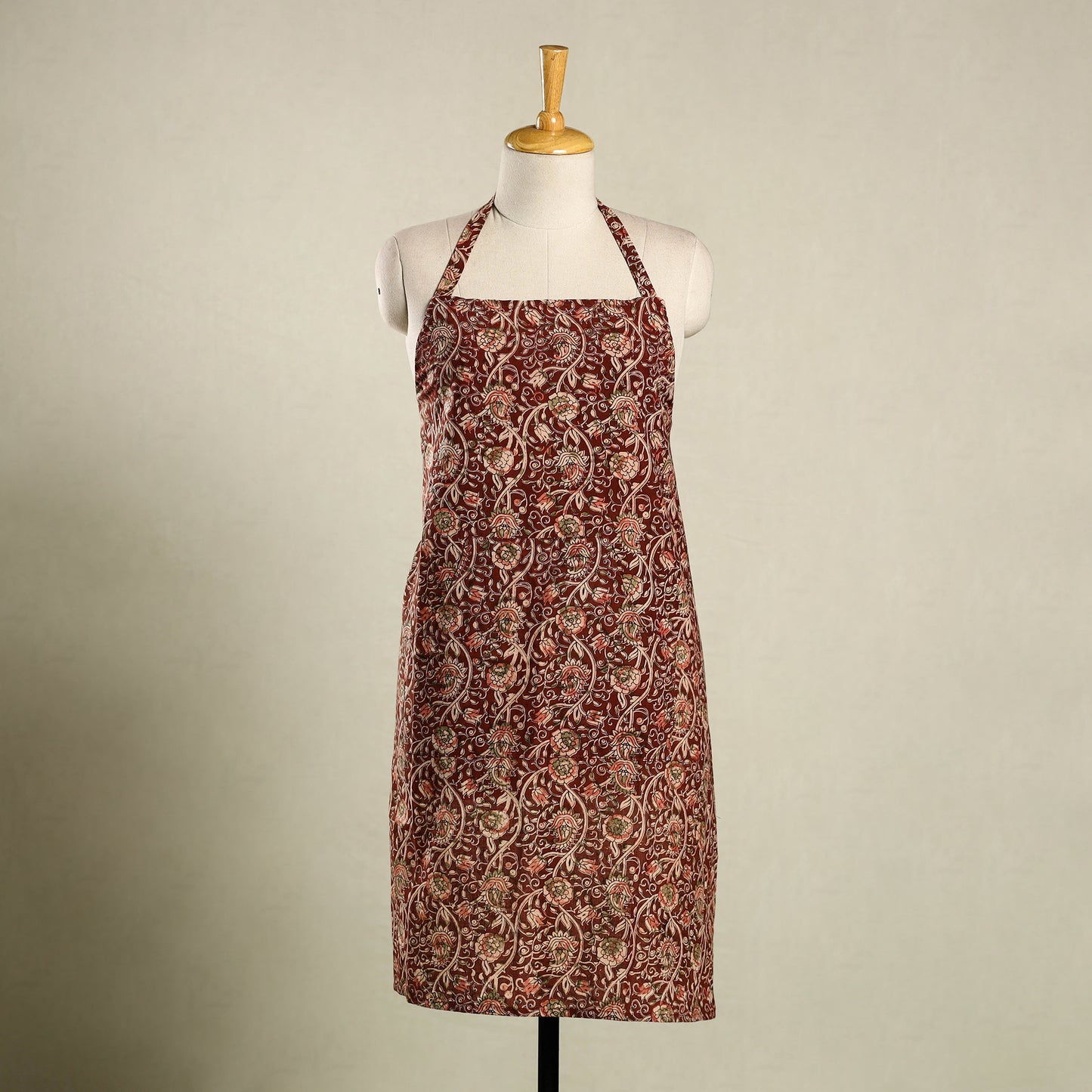 Maroon - kalamkari cotton apron with pocket 41 - handcrafted