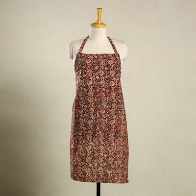 Maroon - kalamkari cotton apron with pocket 41 - handcrafted
