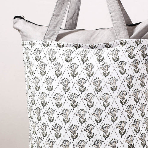 kantha block print shopping bag