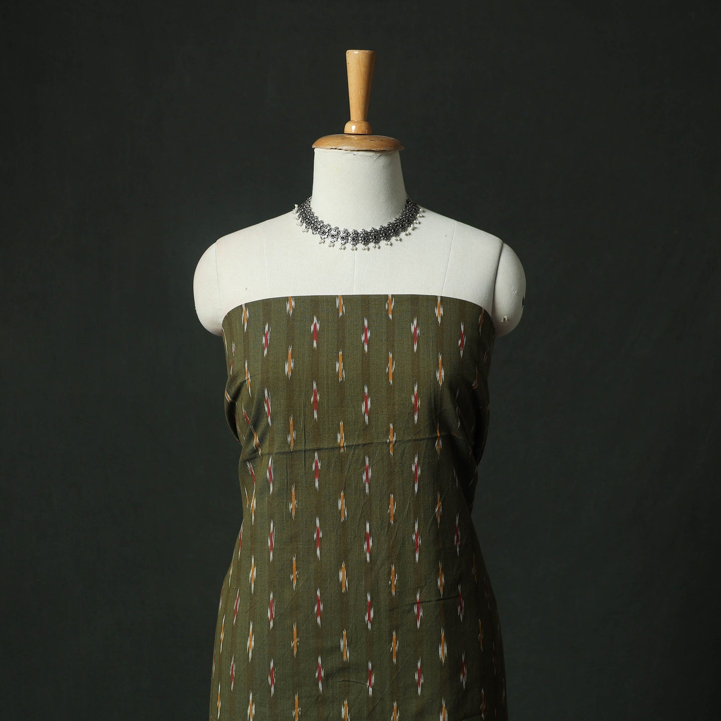 Pochampally Ikat Weave Cotton 2pc Unstitched Dress Material Kurta Set 19