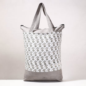  Kantha Work Block Print Cotton Shopping Bag 