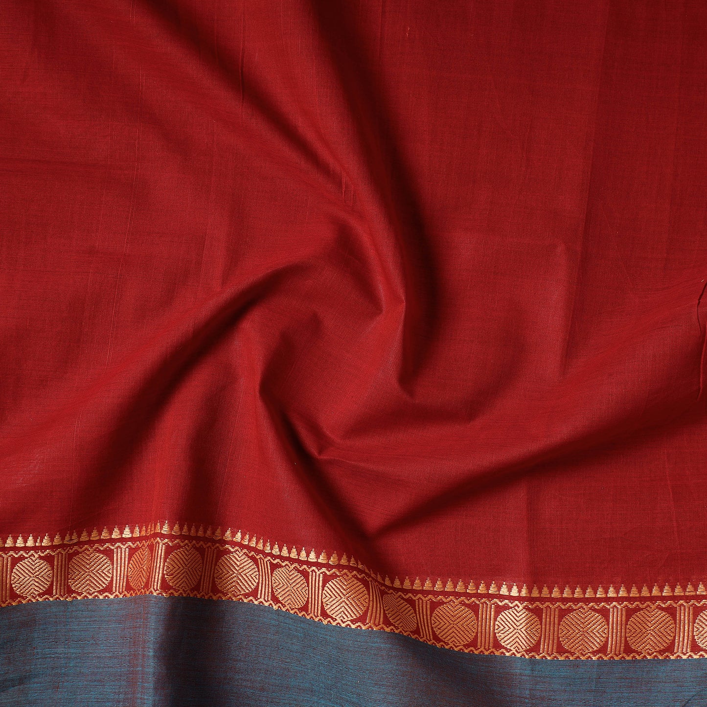 Red - Kanchipuram Cotton Precut Fabric (1.55 Meter)