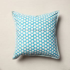Blue Sanganeri Block Printed Canvas Cotton Cushion Cover