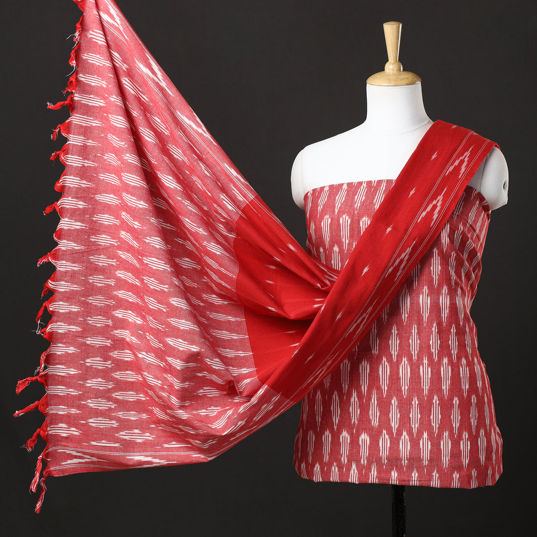 Red - Pochampally Ikat Cotton Co-Ord Set