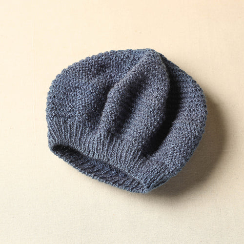 Blue - Kumaun Hand Knitted Woolen Beret Cap 60