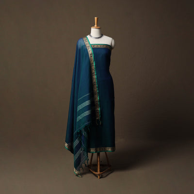 Dharwad Mercerised Cotton 3pc Unstitched Dress Material Suit Set with Woven Border 21