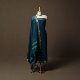 Dharwad Mercerised Cotton 3pc Unstitched Dress Material Suit Set with Woven Border 21