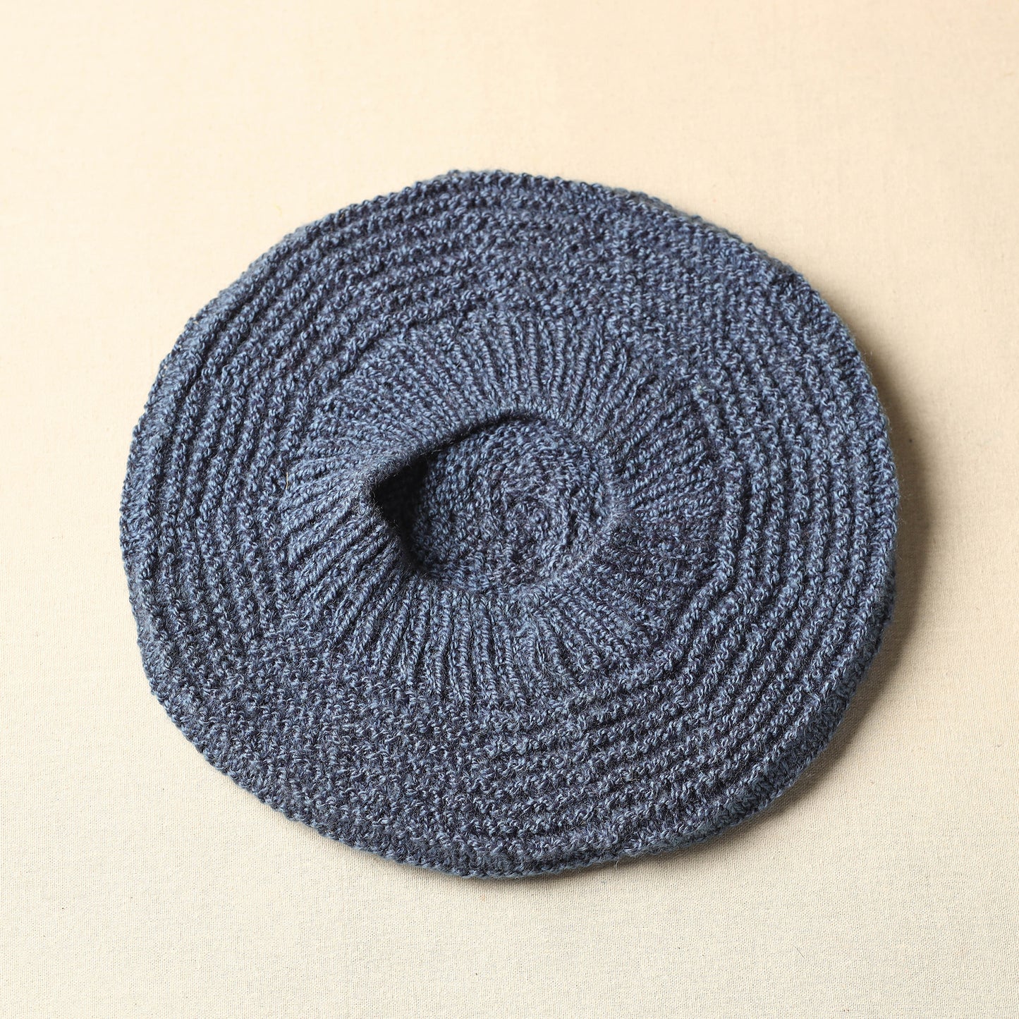 Blue - Kumaun Hand Knitted Woolen Beret Cap 60