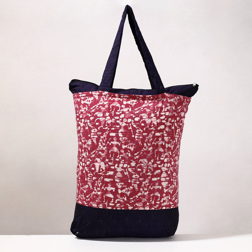 kantha block print shopping bag