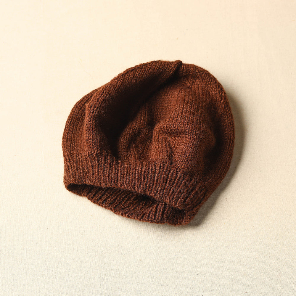 Brown - Kumaun Hand Knitted Woolen Beret Cap 61