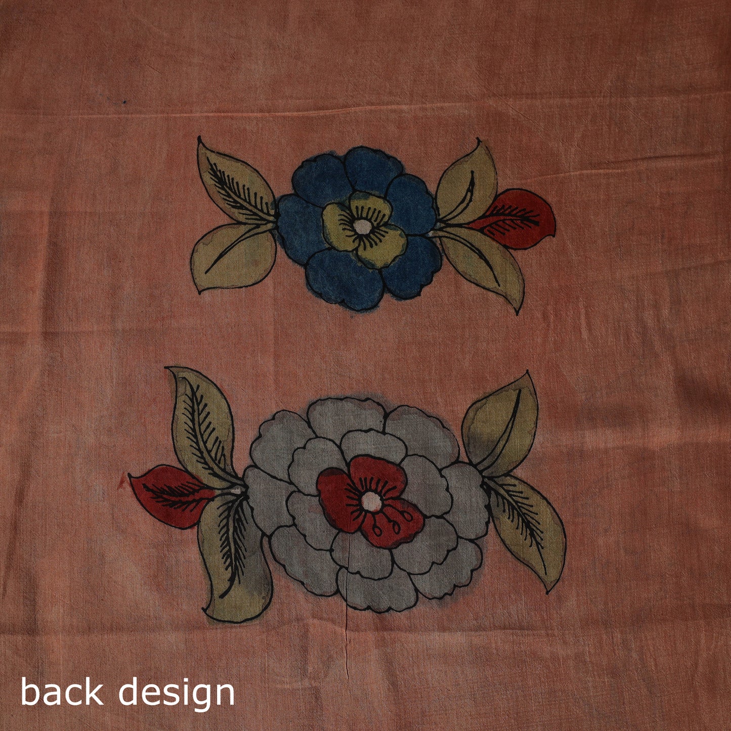 Handpainted Srikalahasti Pen Work Kalamkari Natural Dyed Bangalore Silk 2pc Unstitched Dress Material Kurta Set 37