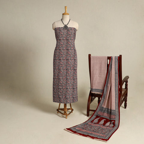 Multicolor 3pc Bagh Print Cotton Dress Material Set