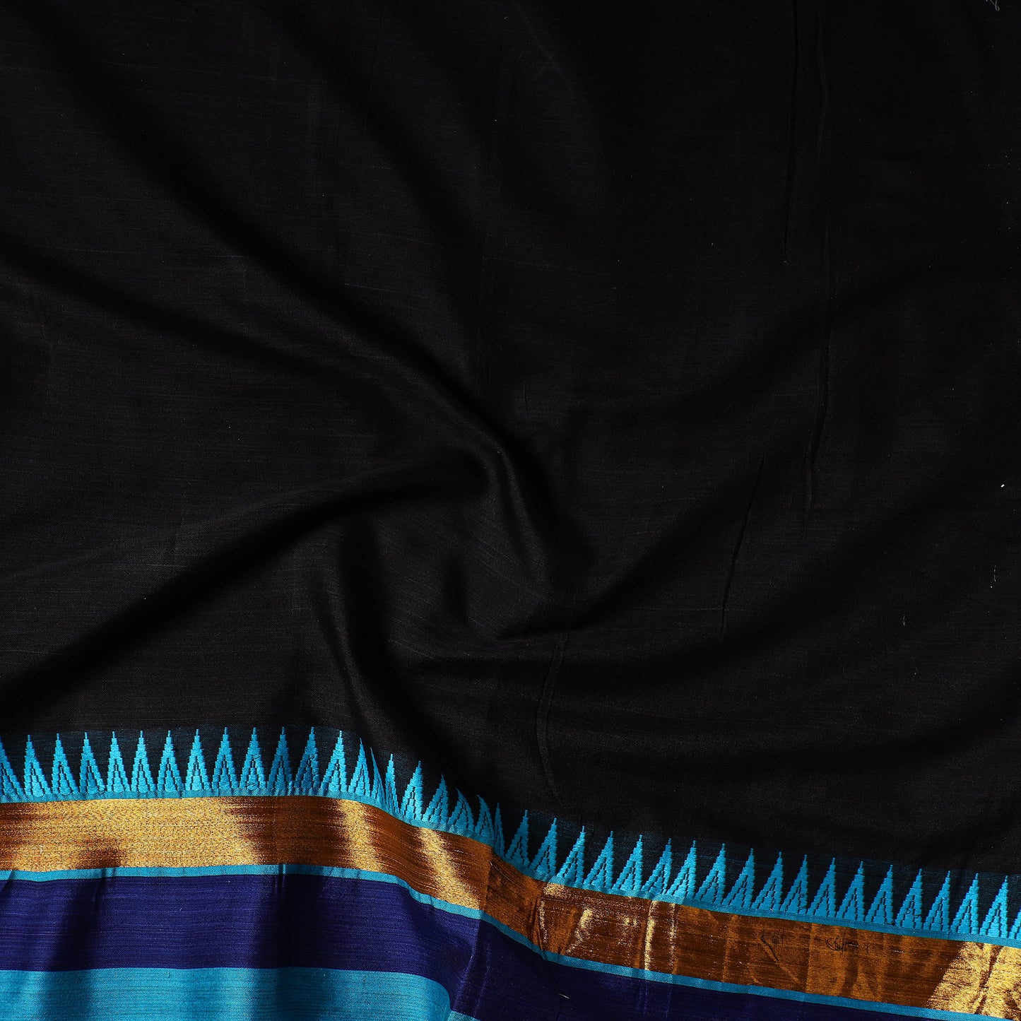 Black - Kanchipuram Cotton Precut Fabric (1.7 Meter)