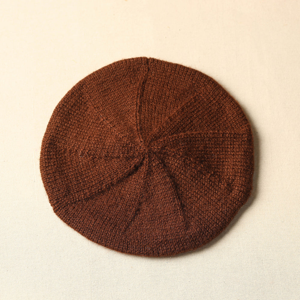 Brown - Kumaun Hand Knitted Woolen Beret Cap 61