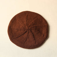 Brown - Kumaun Hand Knitted Woolen Beret Cap 61