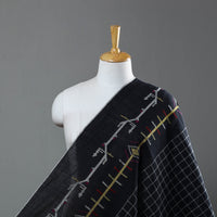 Black - Pure Handloom Cotton Bengal Jamdani Fabric 18