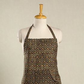 Brown Kalamkari Block Print Cotton Apron with Pocket