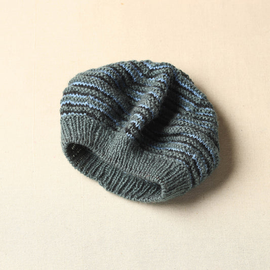 Grey - Kumaun Hand Knitted Woolen Beret Cap 62