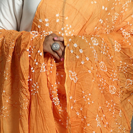 Orange - Kutch Bandhani Tie-Dye Cotton Dupatta 55