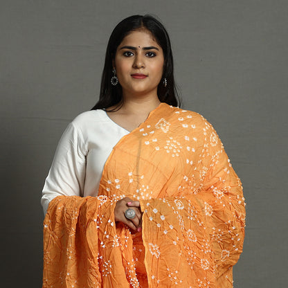 Orange - Kutch Bandhani Tie-Dye Cotton Dupatta 55