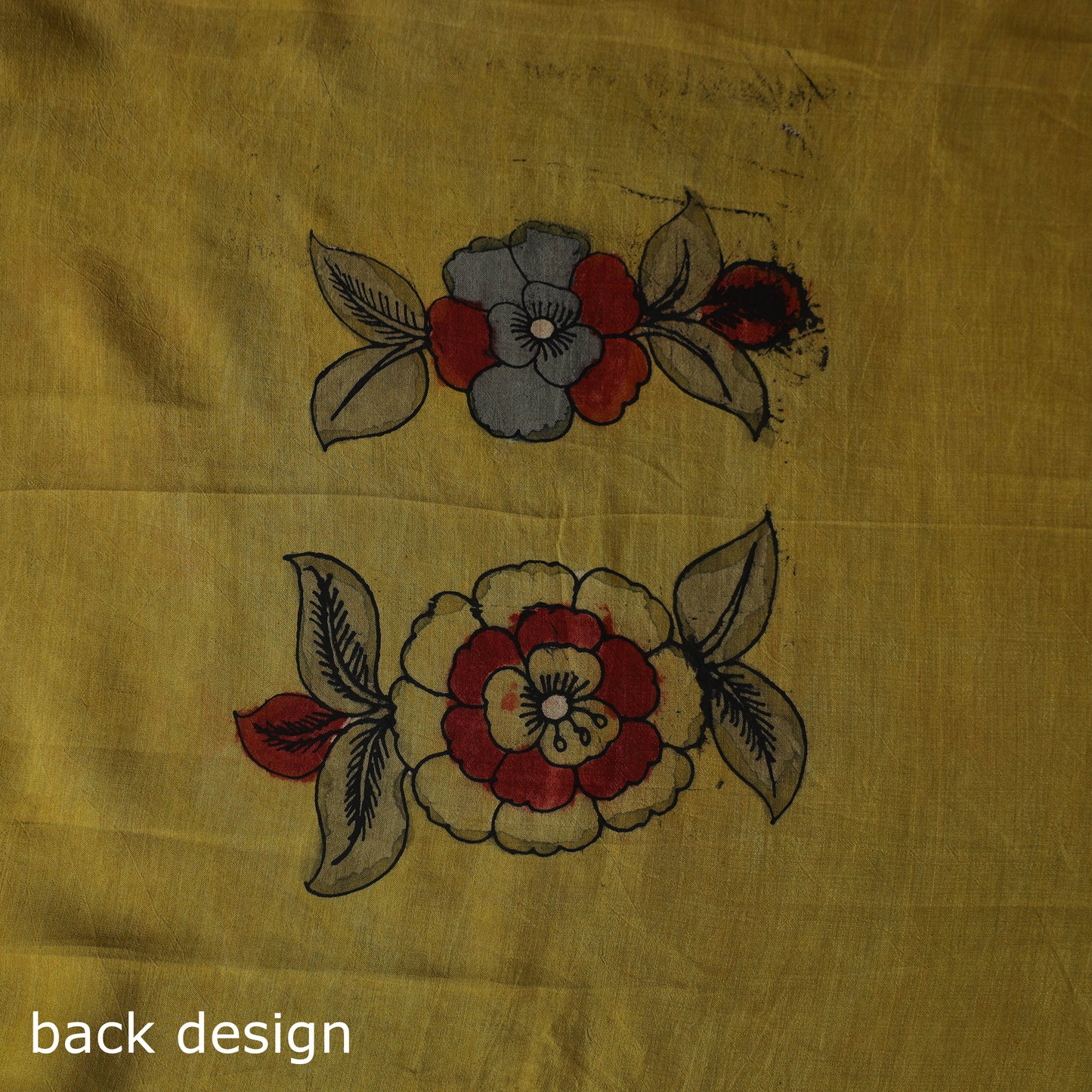 Handpainted Srikalahasti Pen Work Kalamkari Natural Dyed Bangalore Silk 2pc Unstitched Dress Material Kurta Set 38