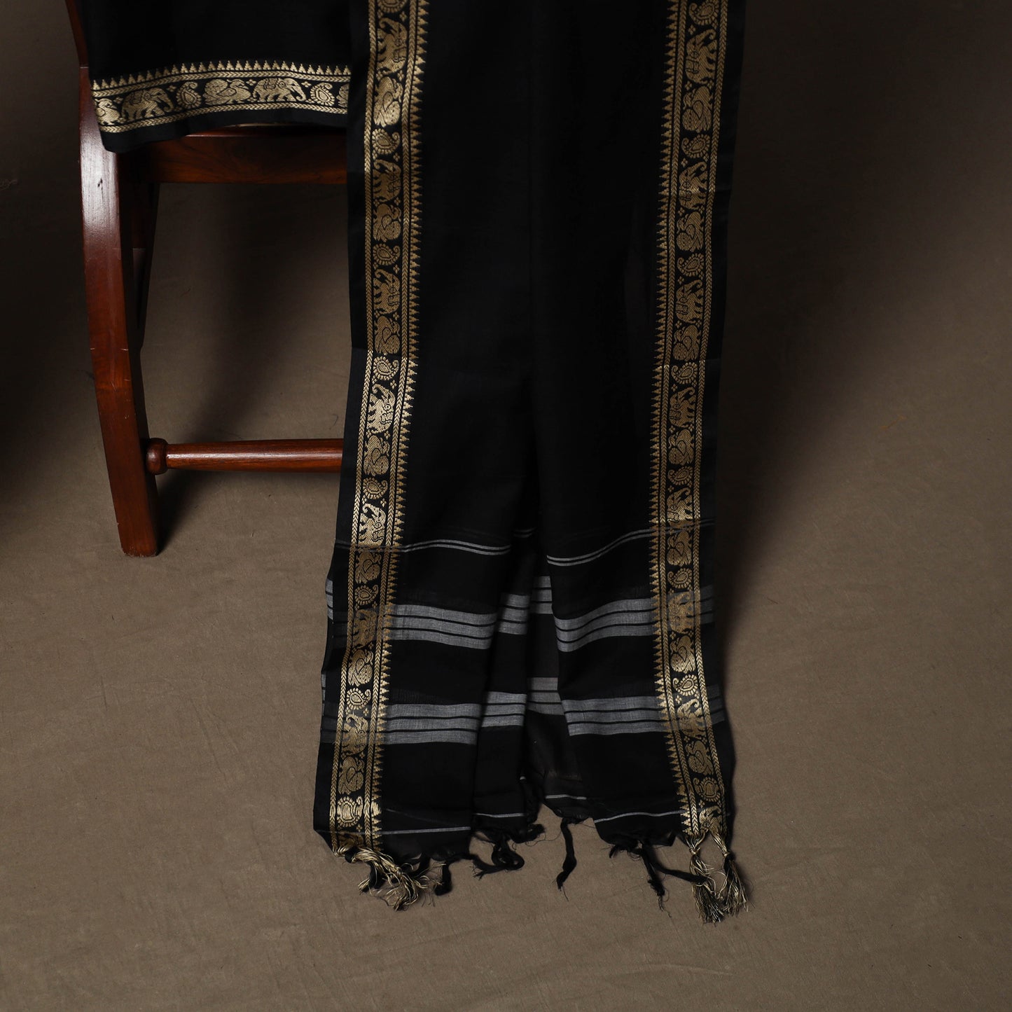 Dharwad Mercerised Cotton 3pc Unstitched Dress Material Suit Set with Woven Border 22