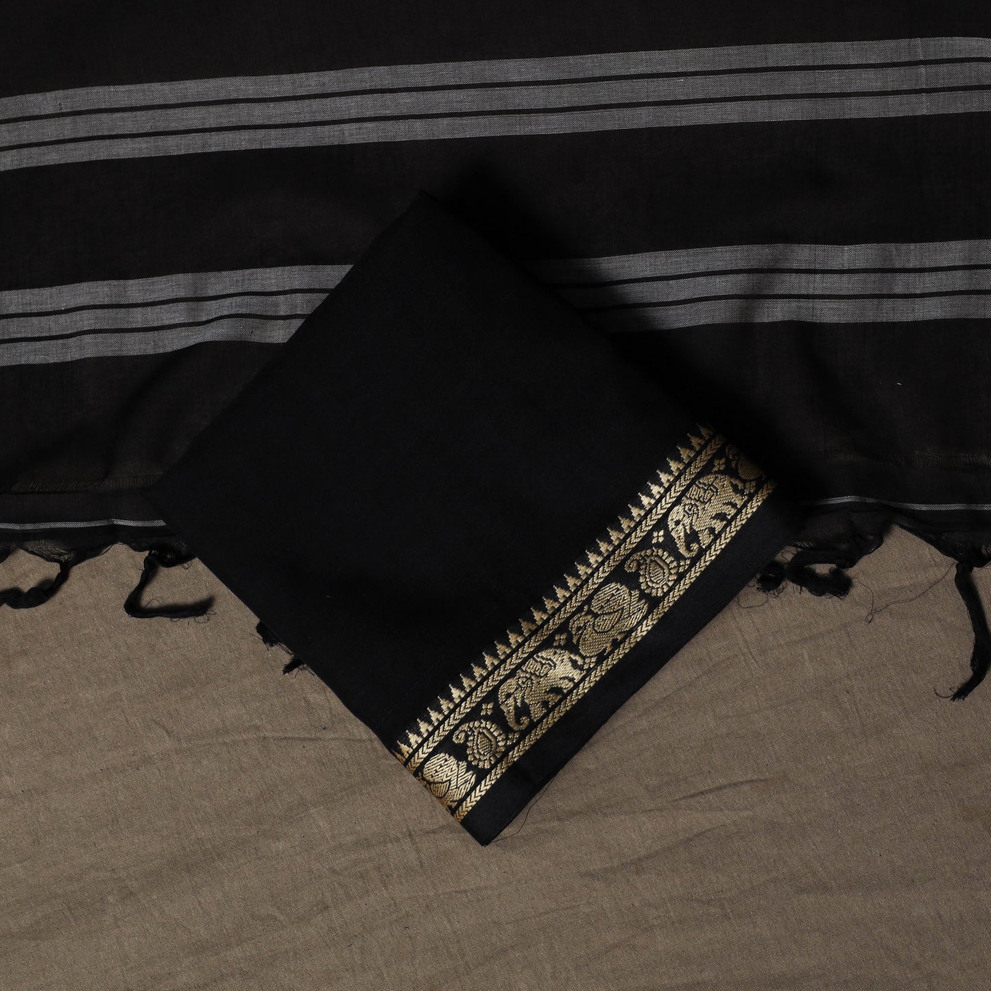 Dharwad Mercerised Cotton 3pc Unstitched Dress Material Suit Set with Woven Border 22