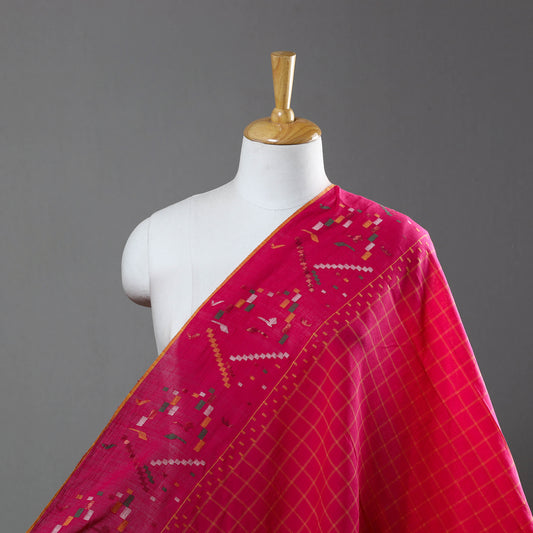 Pink - Pure Handloom Cotton Bengal Jamdani Fabric 22