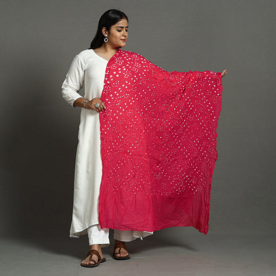 Pink - Kutch Bandhani Tie-Dye Cotton Dupatta 57
