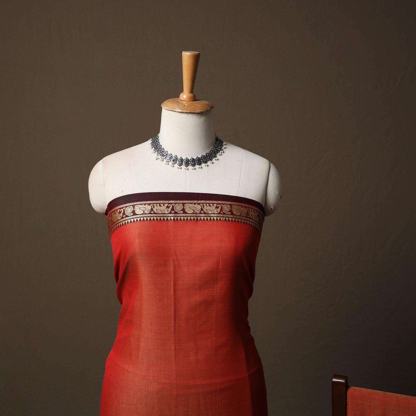 Dharwad Mercerised Cotton 3pc Unstitched Dress Material Suit Set with Woven Border 23