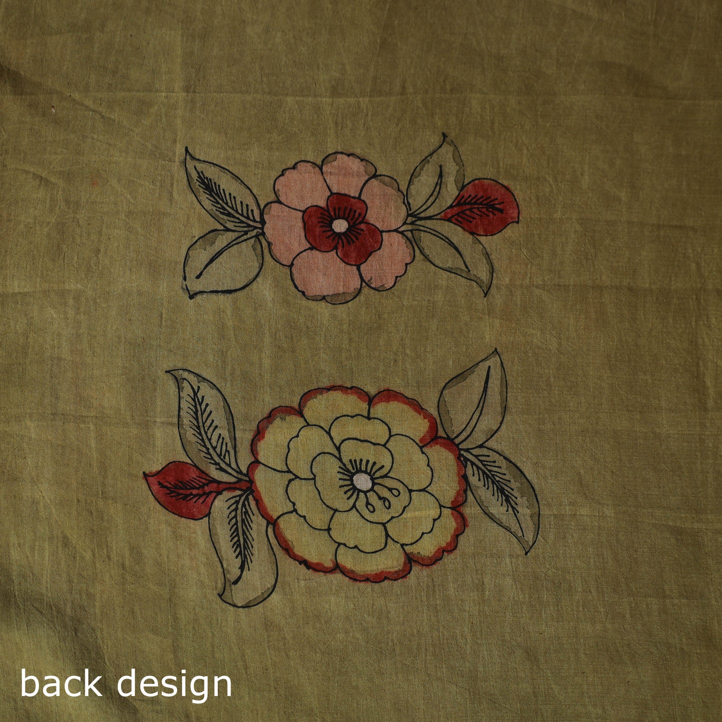 Handpainted Srikalahasti Pen Work Kalamkari Natural Dyed Bangalore Silk 2pc Unstitched Dress Material Kurta Set 39