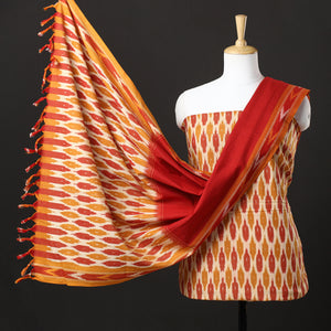 3pc Pochampally Ikat Weave Handloom Cotton Suit Material Set 63