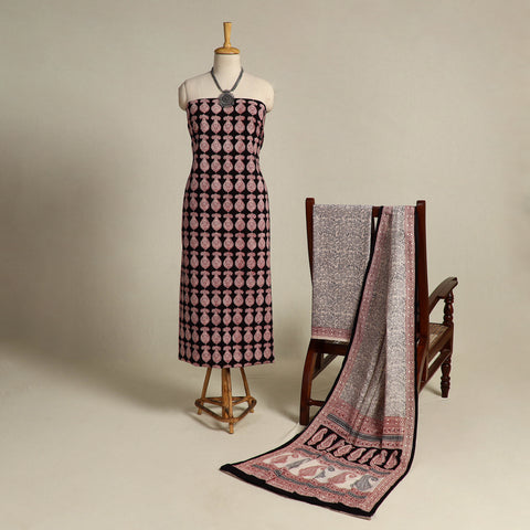 Multicolor 3pc Bagh Print Cotton Dress Material Set