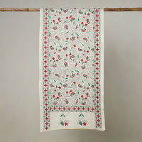 White - Bengal Kantha Embroidery Handloom Tussar Silk Stole 06