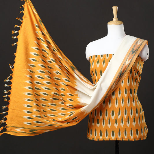 3pc Pochampally Ikat Weave Handloom Cotton Suit Material Set 64